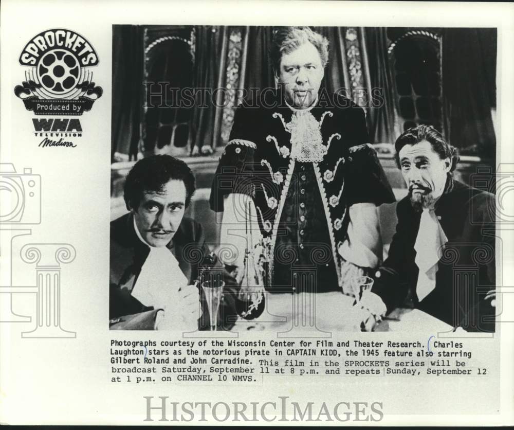 1985 Press Photo Charles Laughton stars in Captain Kidd with Gilbert Roland