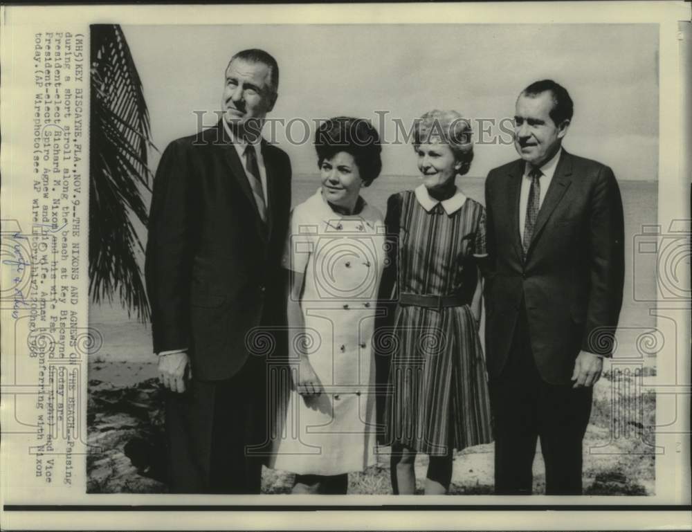 1968 Press Photo Nixons and Agnews at Key Biscayne, Florida - mjx79136- Historic Images