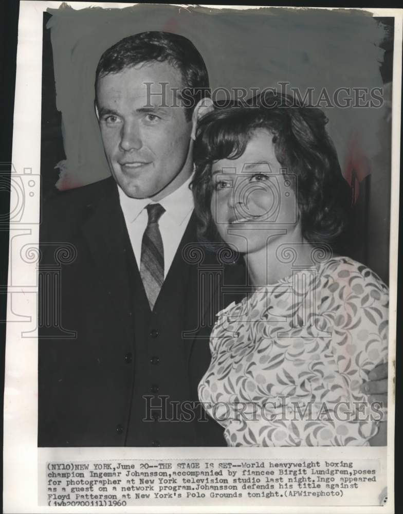 1960 Press Photo Ingemar Johansson and fiancee Birgit Lundgren in New York- Historic Images