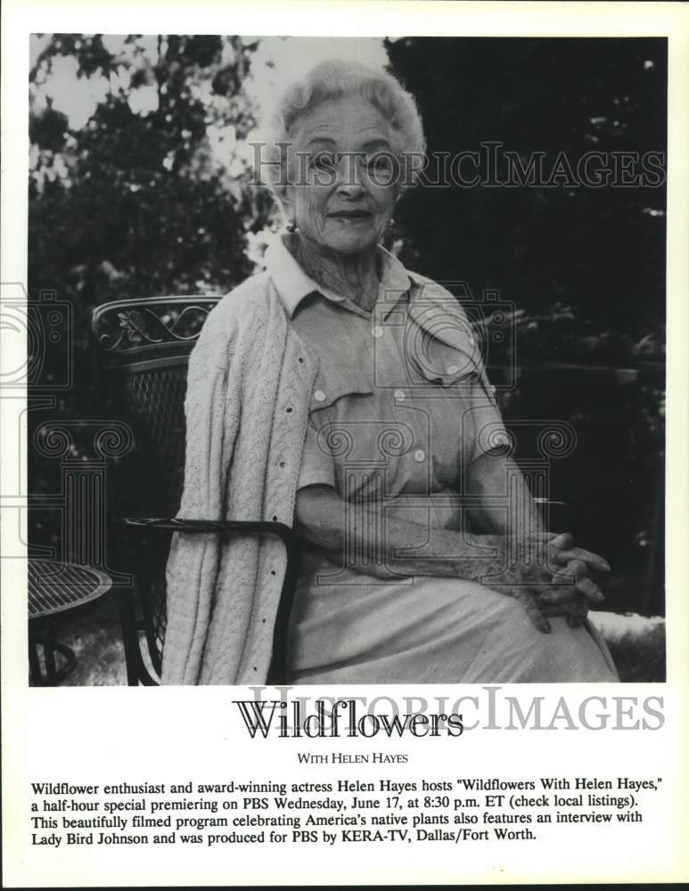 1992 Press Photo Helen Hayes hosts &quot;Wildflowers With Helen Hayes&quot; - mjx79668- Historic Images