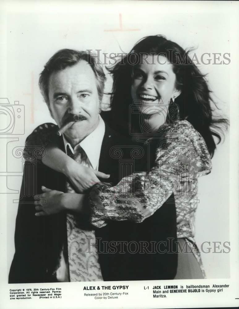 1976 Press Photo Actress Genevieve Bujold &amp; Jack Lemmon in &quot;Alex &amp; The Gypsy&quot;- Historic Images