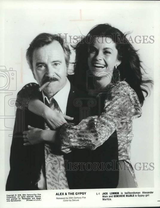1976 Press Photo Actress Genevieve Bujold & Jack Lemmon in "Alex & The Gypsy"- Historic Images