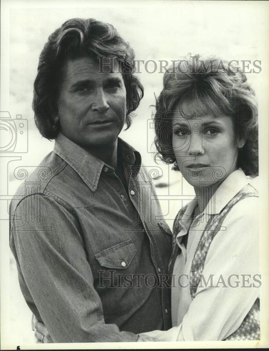 1984 Press Photo Actors Michael Landon & Robin Deardon in "Highway to Heaven"- Historic Images