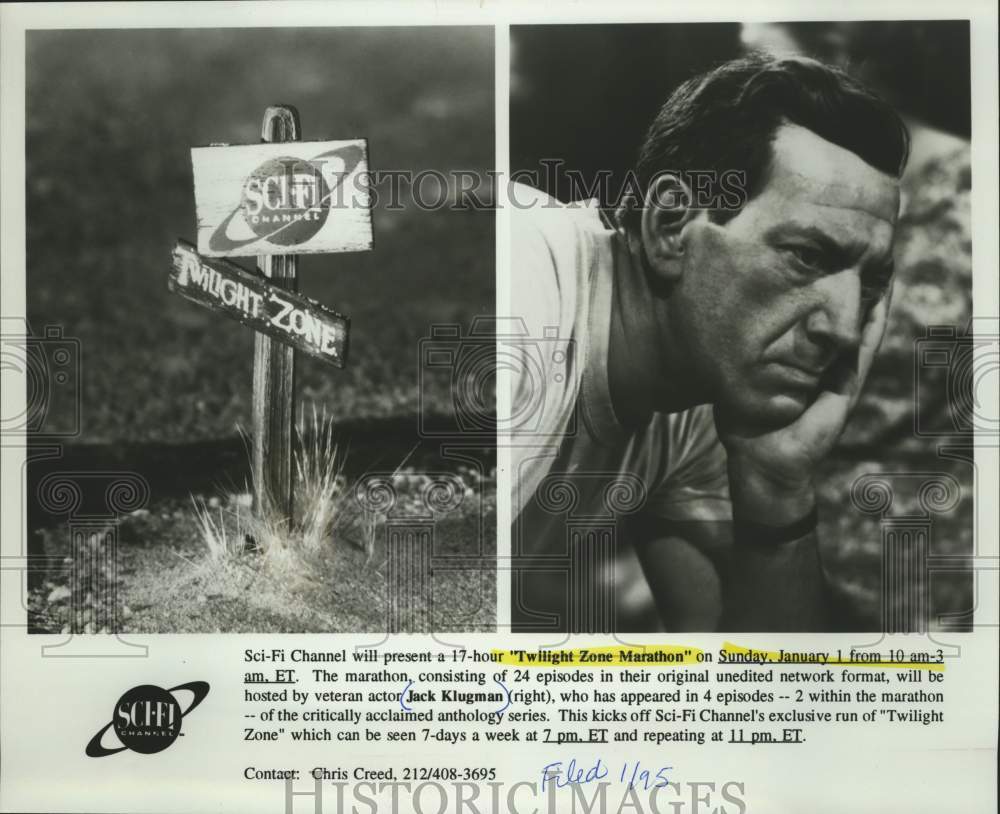 Press Photo Jack Klugman hosting "Twilight Zone Marathon" on Sci-Fi Channel- Historic Images