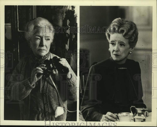 1985 Press Photo Helen Hayes and Bette Davis star in "Murder With Mirrors."- Historic Images