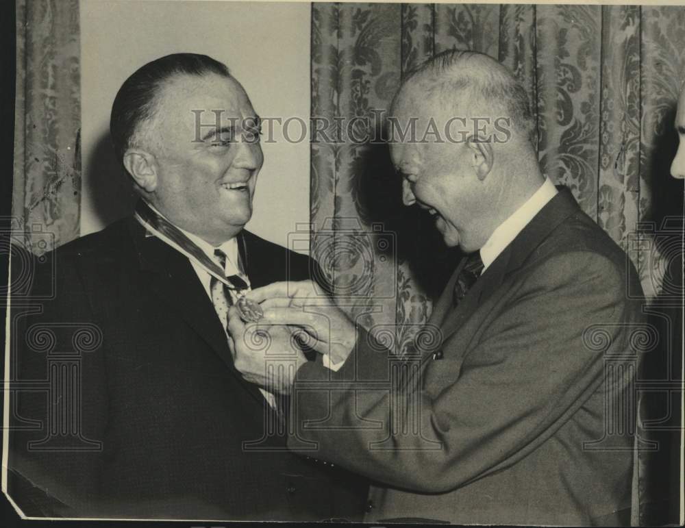 1958 Press Photo Eisenhower and J. Edgar Hoover. - mjx82896