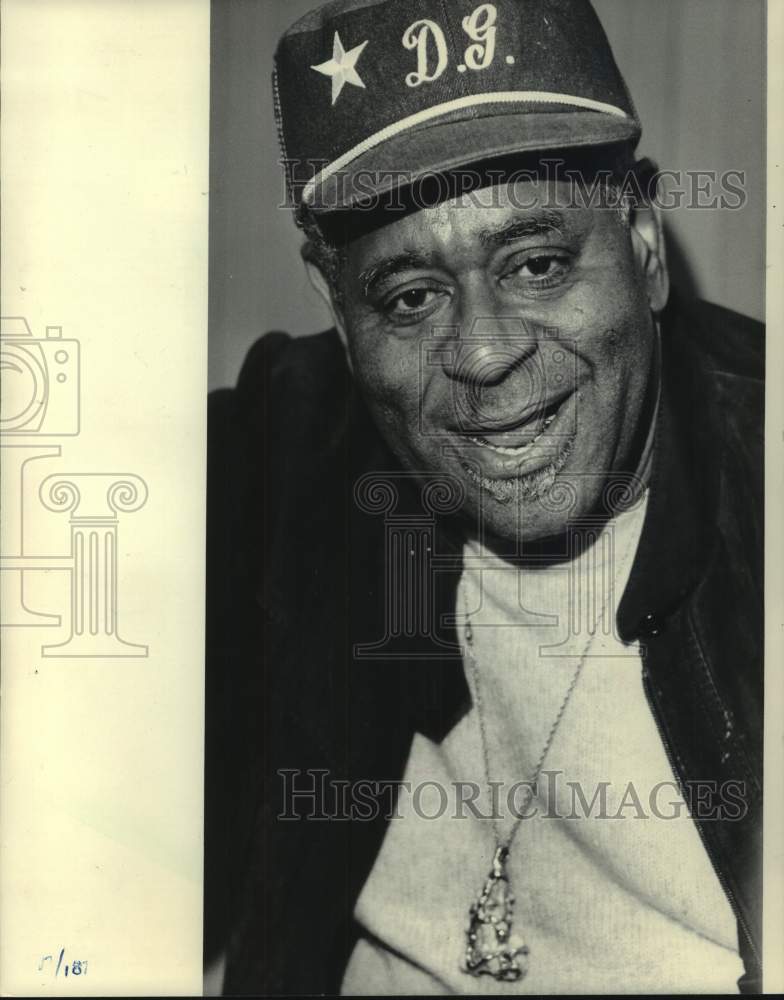 1985 Press Photo Dizzy Gillespie at press conference in Fond du Lac, Wisconsin- Historic Images