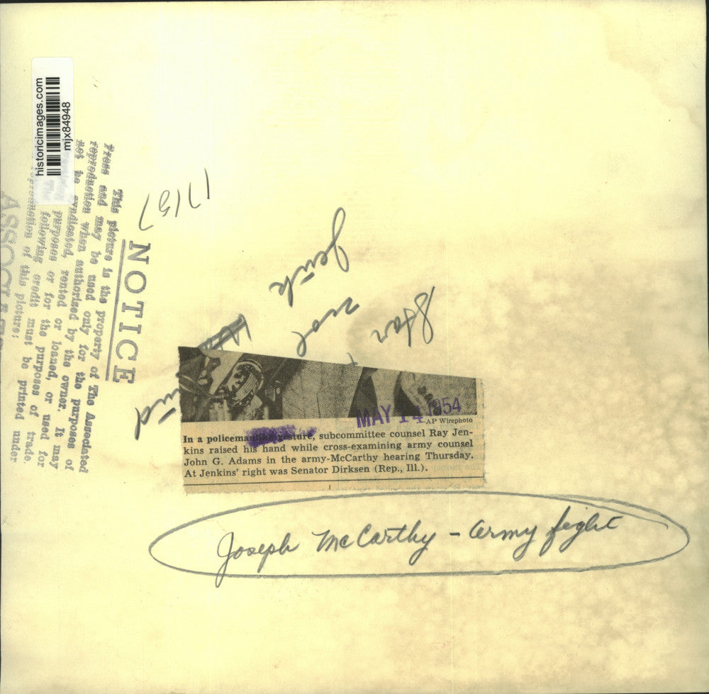 1954 Press Photo Ray Jenkins & Senator Dirksen at army-McCarthy hearing