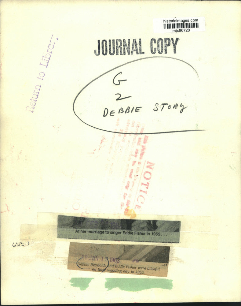 1955 Press Photo Actress Debbie Reynolds & singer Eddie Fisher after wedding