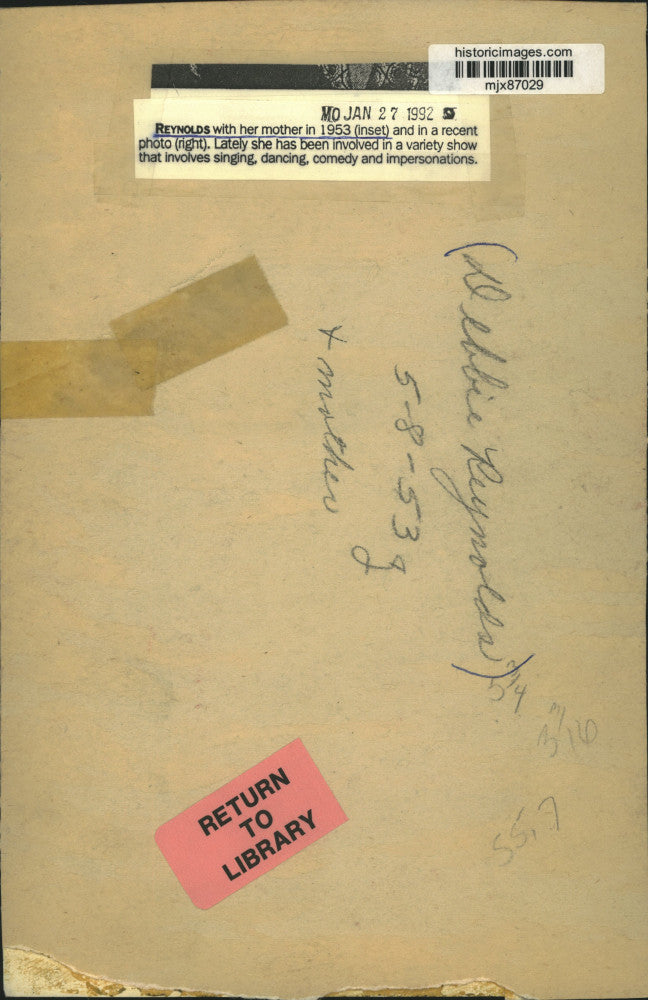 1953 Press Photo American Actress Debbie Reynolds with her mother - mjx87029