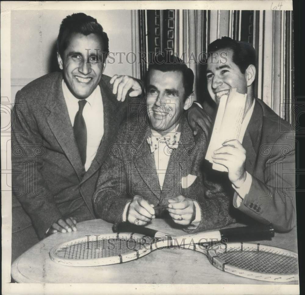 1949 Press Photo Frankie Parker, Pancho Segura, and Bobby Riggs Tennis Milwaukee- Historic Images