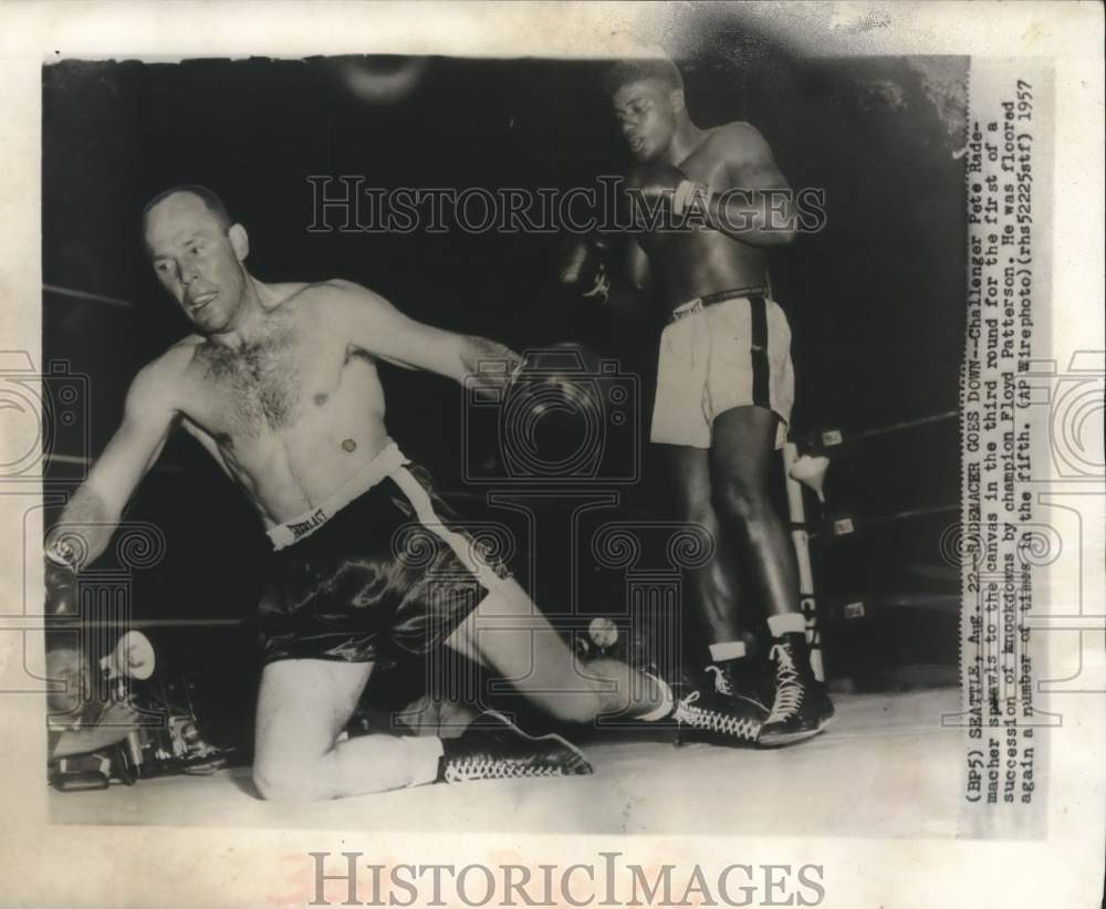 1957 Press Photo Floyd Patterson and Pete Rademacher Boxing Match Seattle- Historic Images