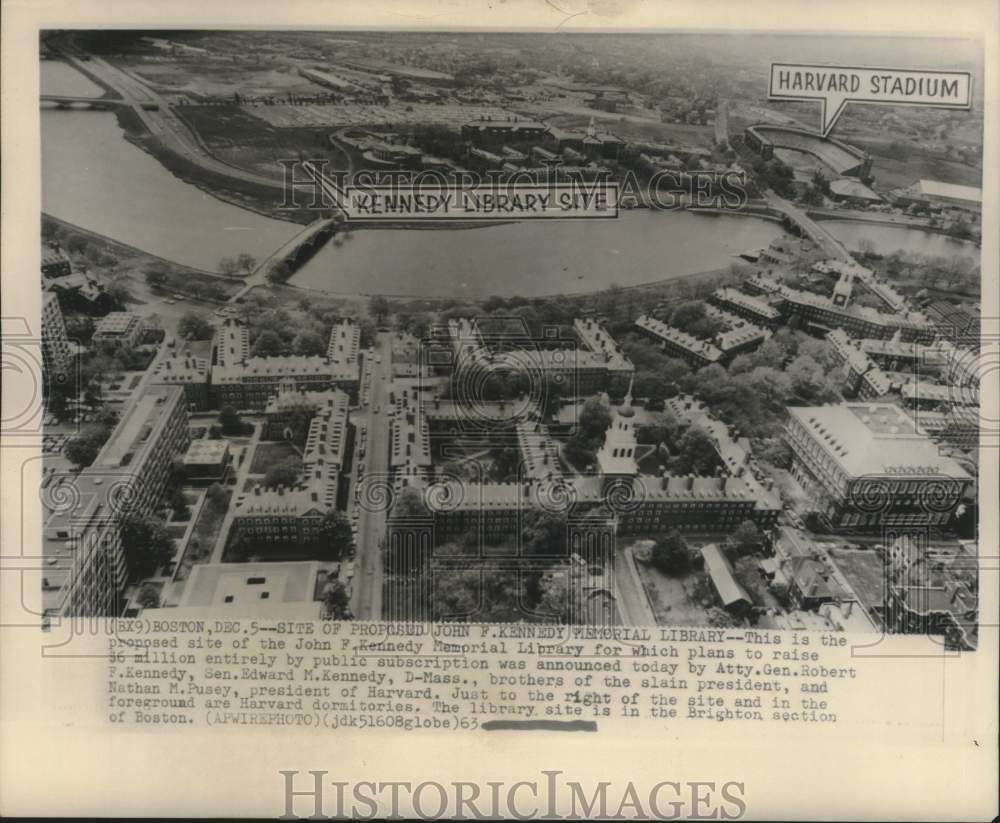 1963 Press Photo Aerial of proposed site for John F. Kennedy Memorial Library.