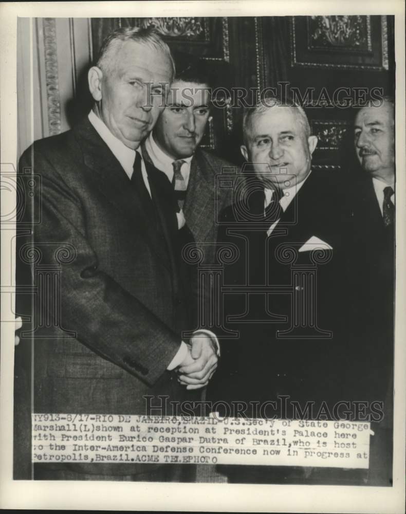 1947 Press Photo George Marshall At Reception At President&#39;s Palace In Brazil