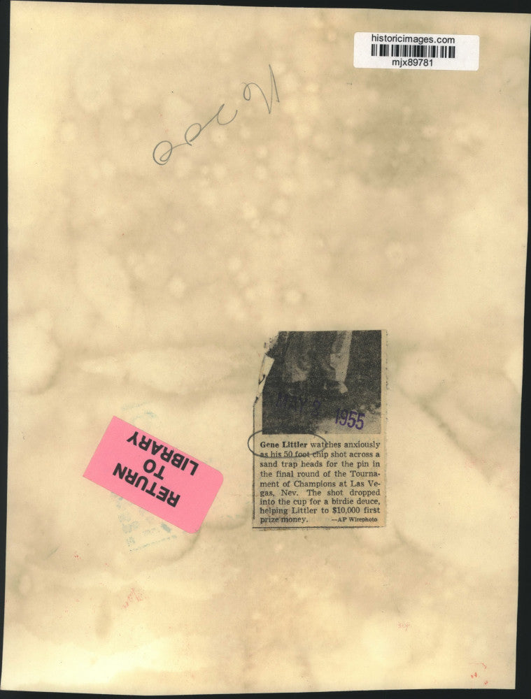 1955 Press Photo Gene Littler watches his chip shot at a Las Vegas tournament