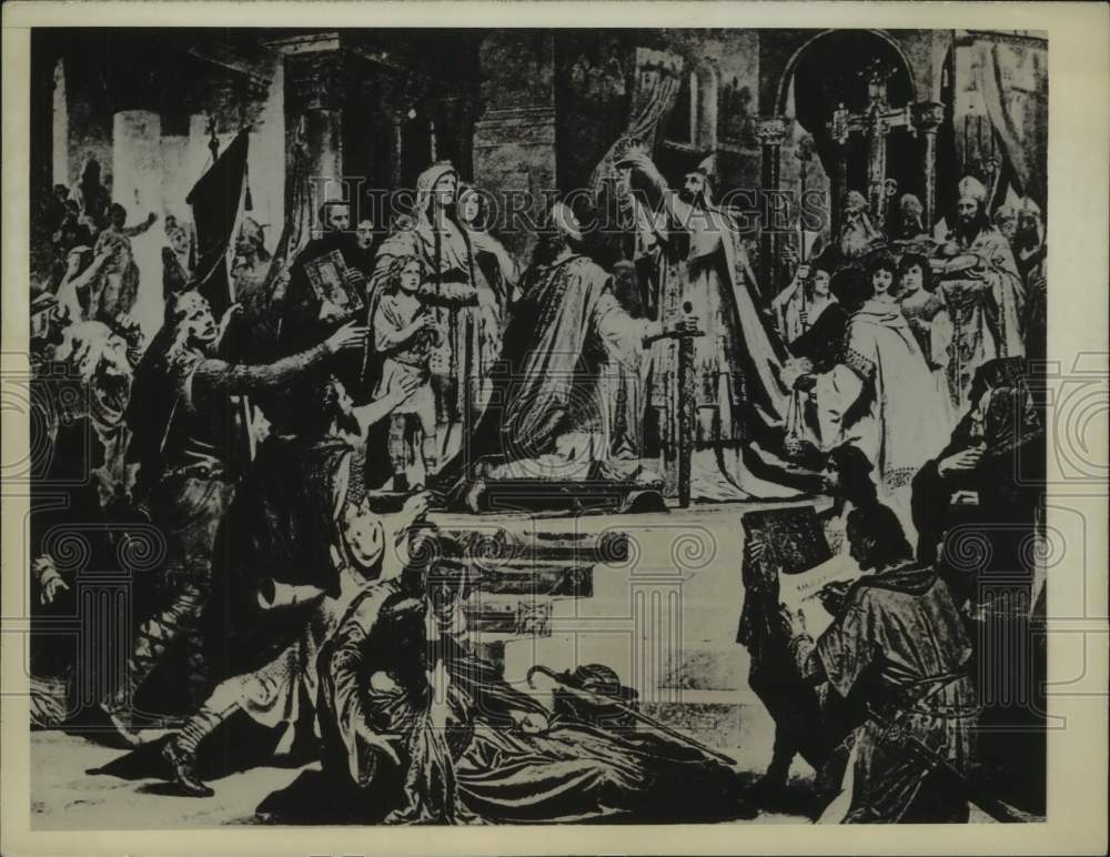 Press Photo Painting of Charlemagne conquering Lombardy in Italy in 774
