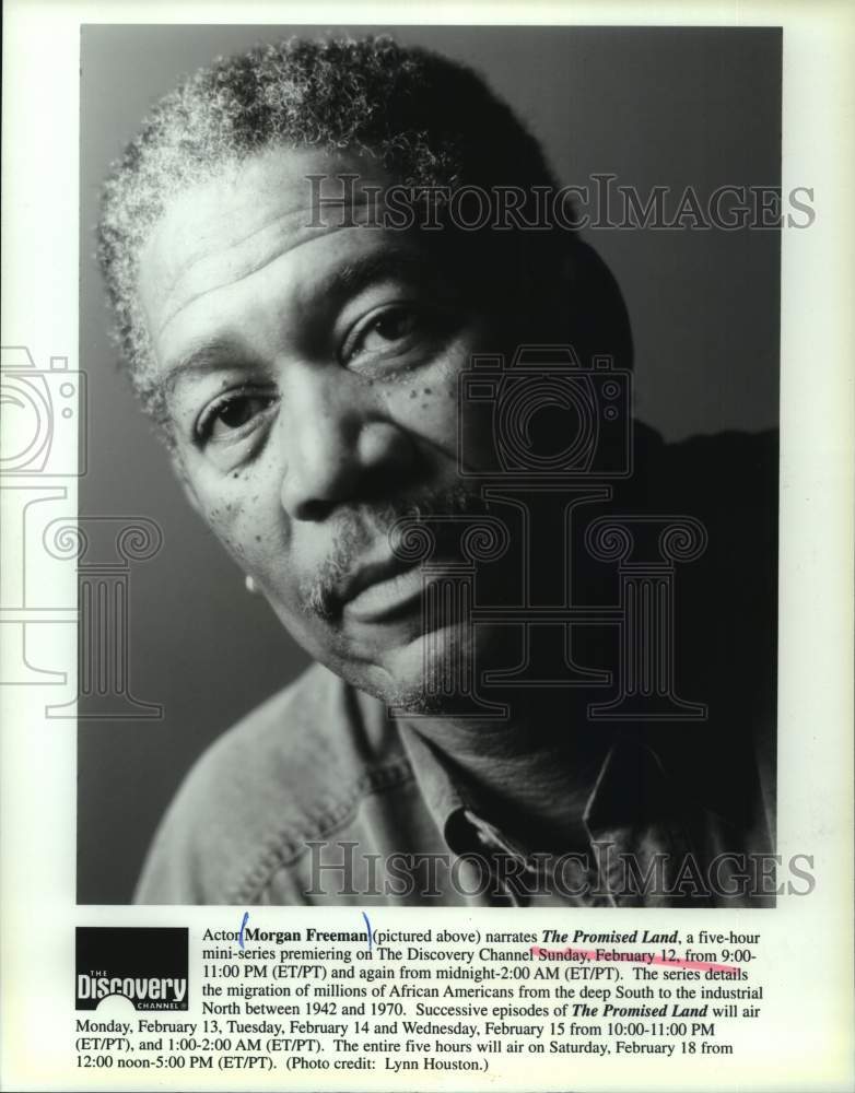 Press Photo Actor Morgan Freeman narrates "Promised Land" on Discovery Channel- Historic Images