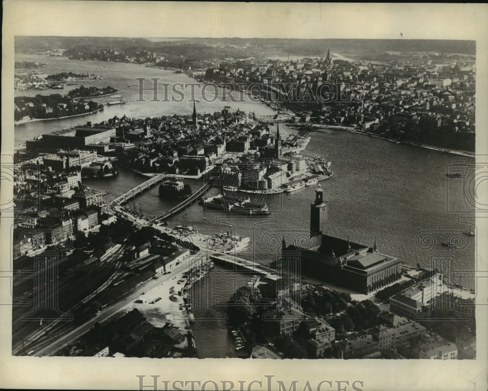 1931 Press Photo Aerial View of the City of Stockholm, Sweden - mjz03555- Historic Images