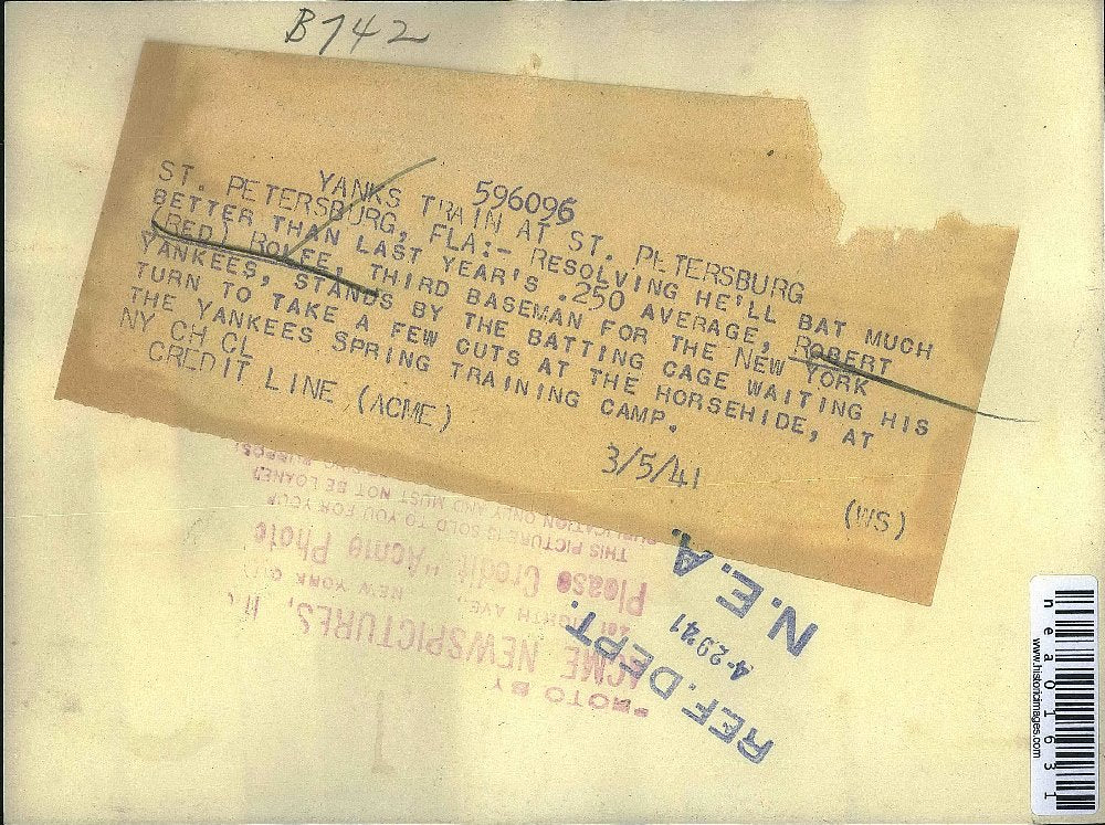 1941 Press Photo Robert Rollee Third Baseman for New York Yankees