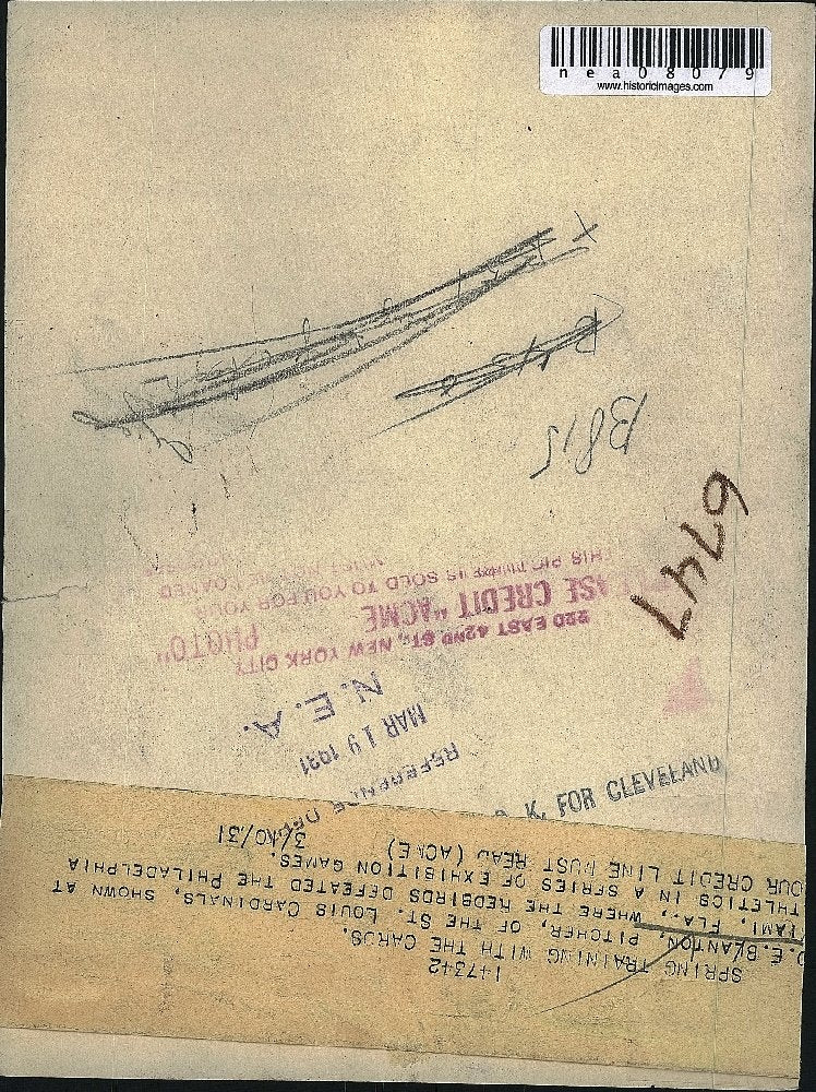 1931 Press Photo St Louis Cardinals pitcher, O.E. Blanton - nea08079