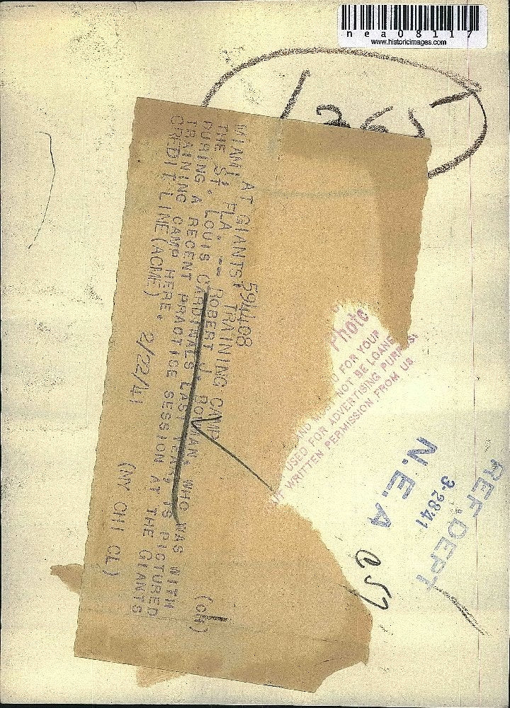 1941 Press Photo Robert Bob Bowman Pitcher St Louis Cardinals Spring Training