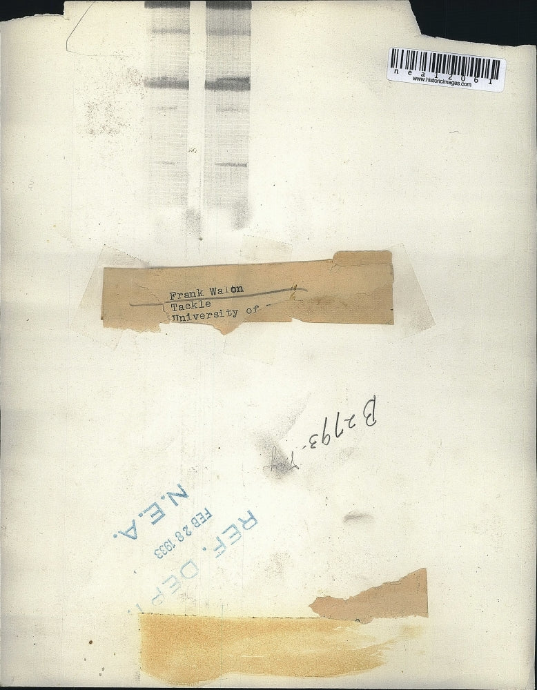 1933 Press Photo Frank Waion Tack university College footballl player