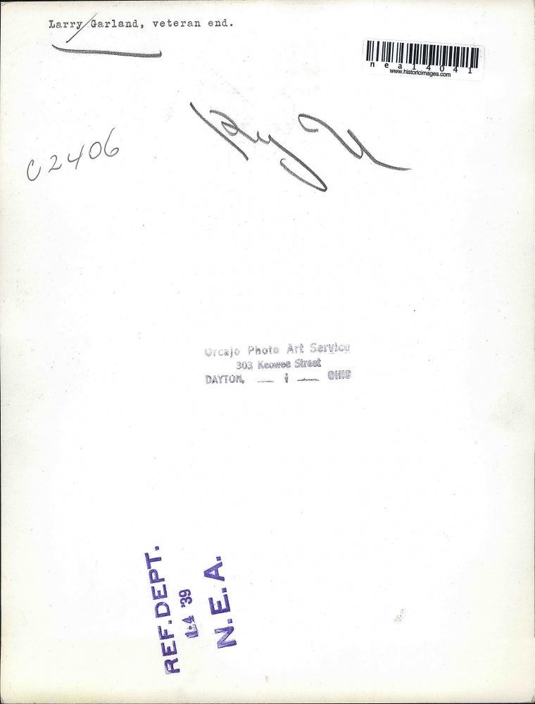 1939 Press Photo Larry Garland, Veteran End Football Player. - nea14041