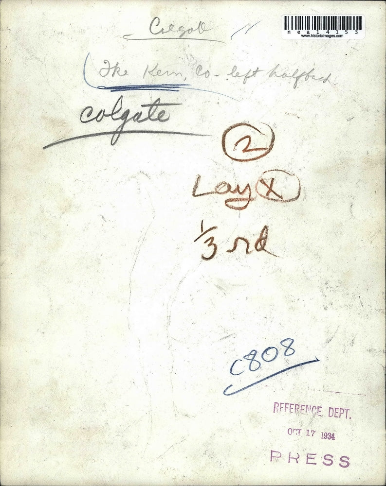 1934 Press Photo Ike Kern, Halfback, Colgate - nea14153