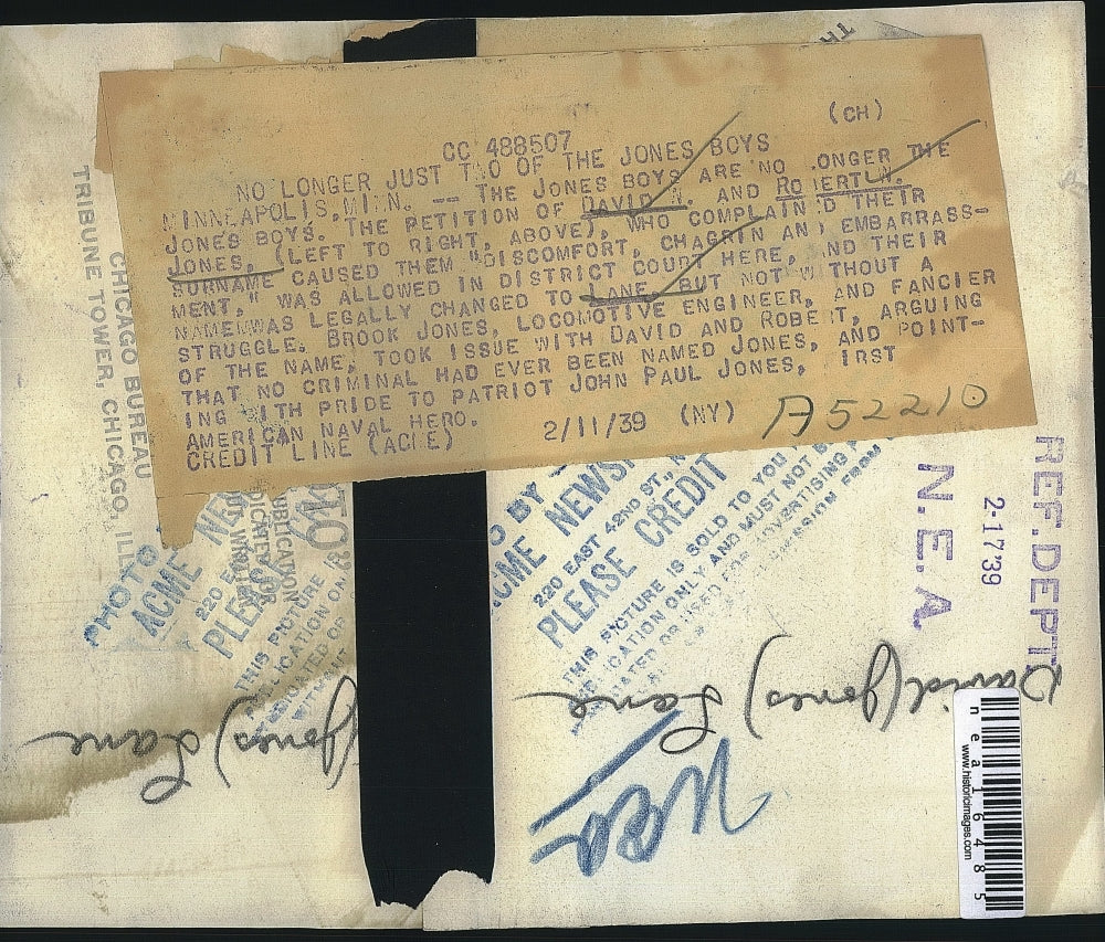 1939 Press Photo David & Robert Jones Change Last Name to Lane - nea16485