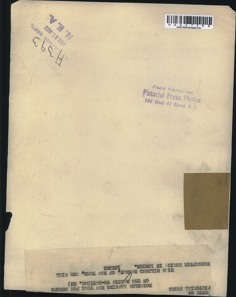 1922 Press Photo Mildred Barman To Move from New York To London - nea17368