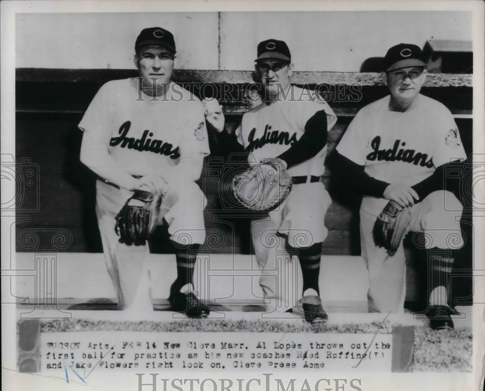 1951 Press Photo Al Lopez Manager Cleveland Indians Throws Out First Ball MLB