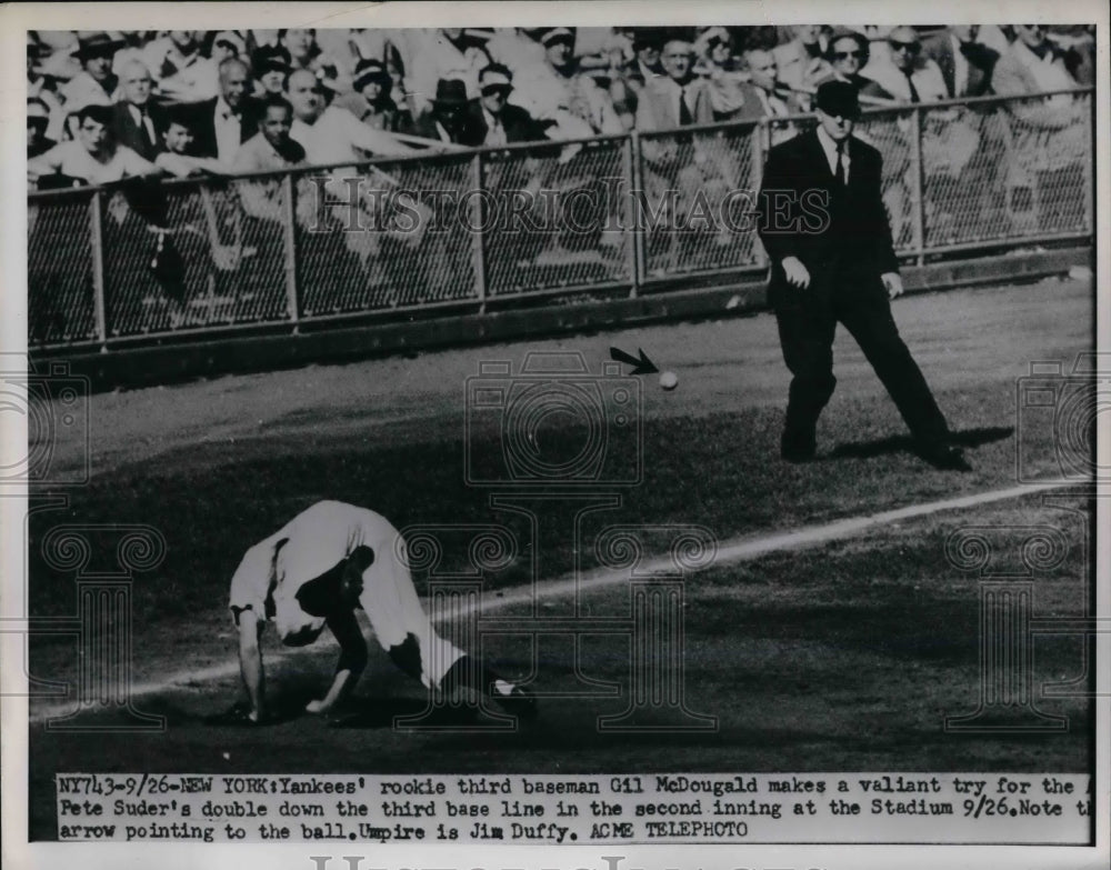 1951 Press Photo New York Yankees 3rd Baseman Gil McDougald