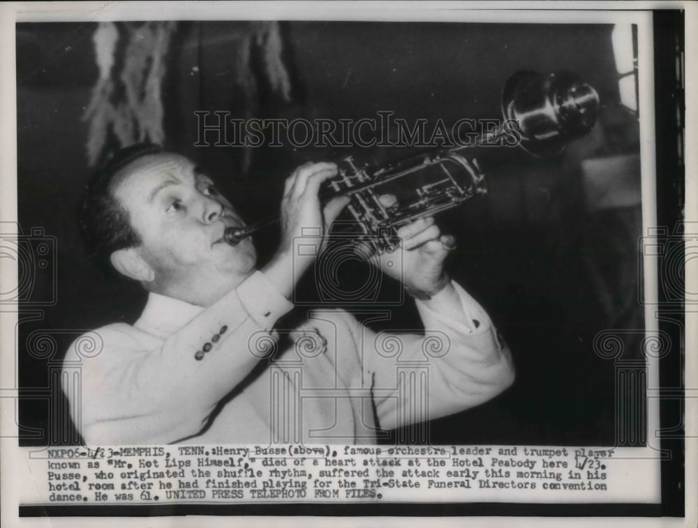 1955 Press Photo Orchestra leader & trumpeteer Henry Busse