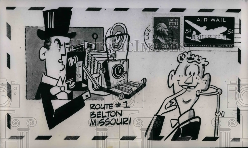1952 Press Photo A letter addressed with a cartoon still got delivered