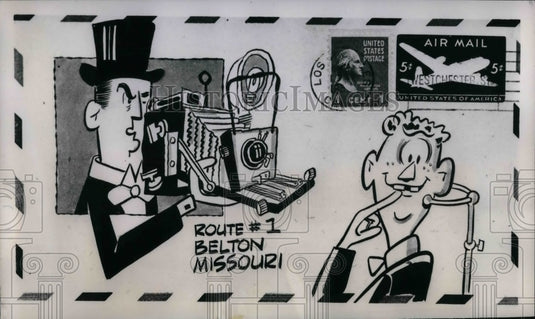 1952 Press Photo A letter addressed with a cartoon still got delivered