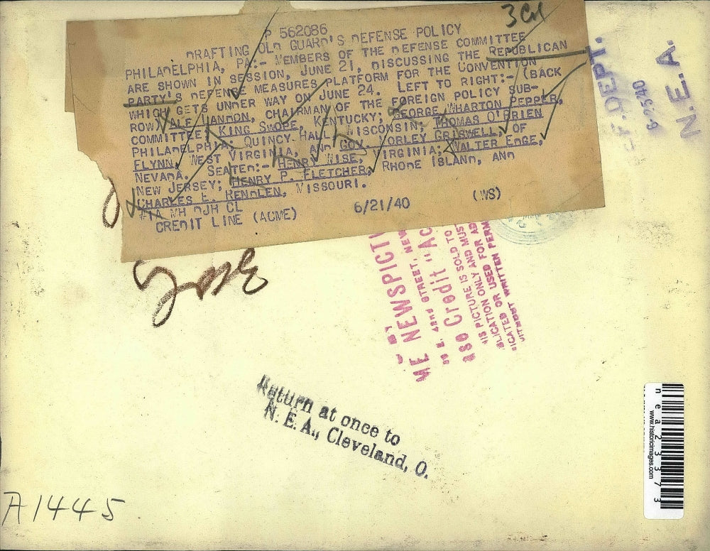 1940 Press Photo King Swope, G. W. Pepper, T. O'Brien Flynn, Gov. Griswell