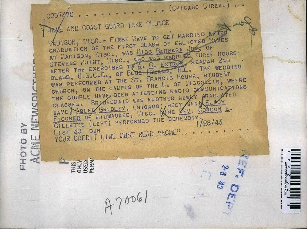 1943 Press Photo Miss. Barbara Joy & Mrs. A. C. Extron Married in Madison, WI