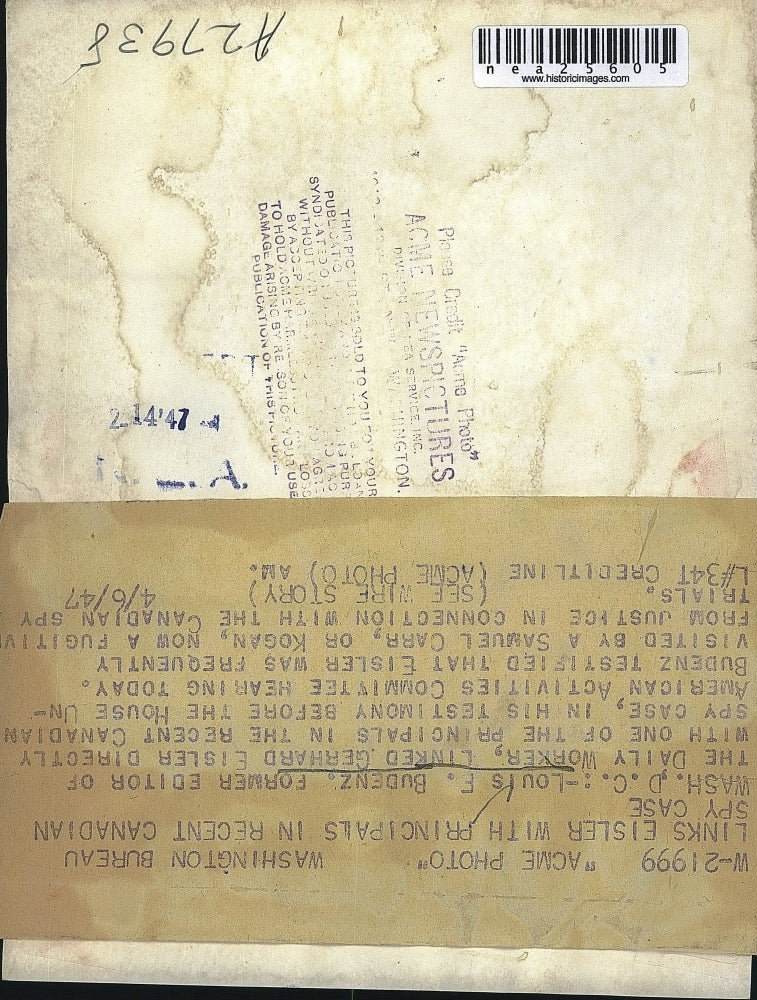 1947 Press Photo Louis F. Budenz, Editor, Testifies in Gerhard Eisler Spy Case