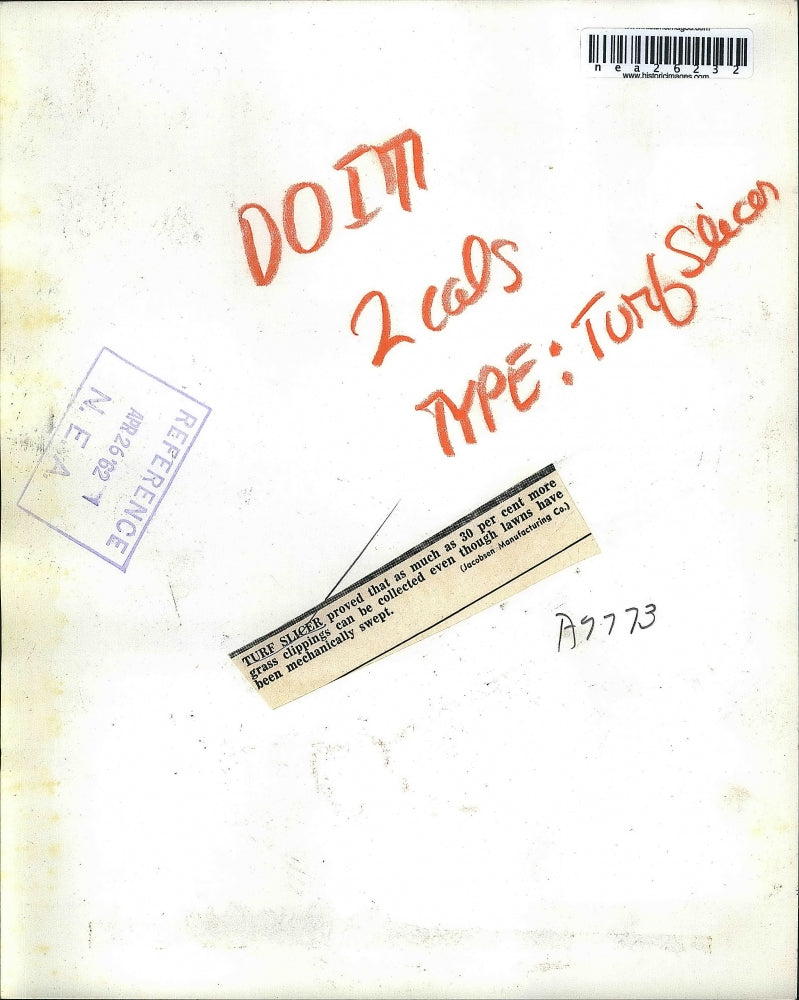 1962 Press Photo Turf Slicer lawnmower - nea26232