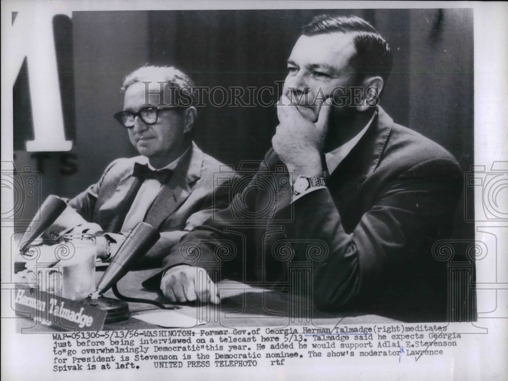 1956 Press Photo Former Georgia Governor Herman Talmadge Appears On Talk Show