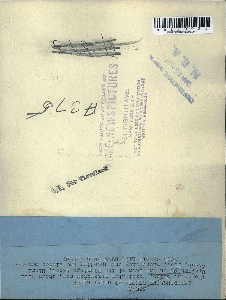 1927 Press Photo Thomas R. Shipp Washington Newspaper man at Flamingo Hotel