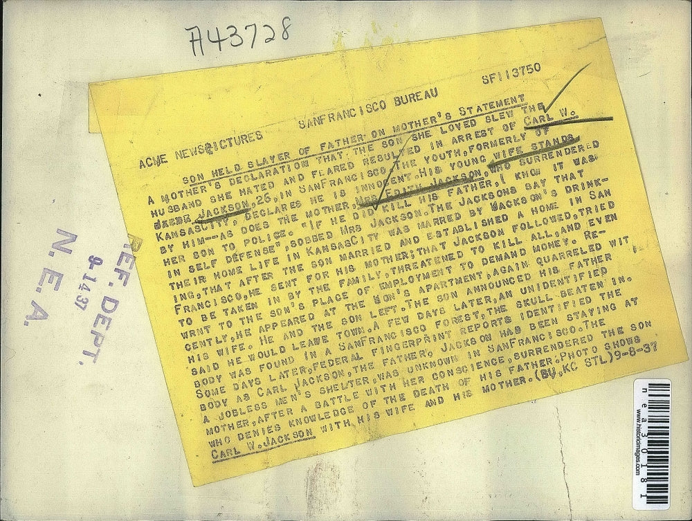 1937 Press Photo Carl W. Jackson wife and Mother Mrs. Edith Jackson police