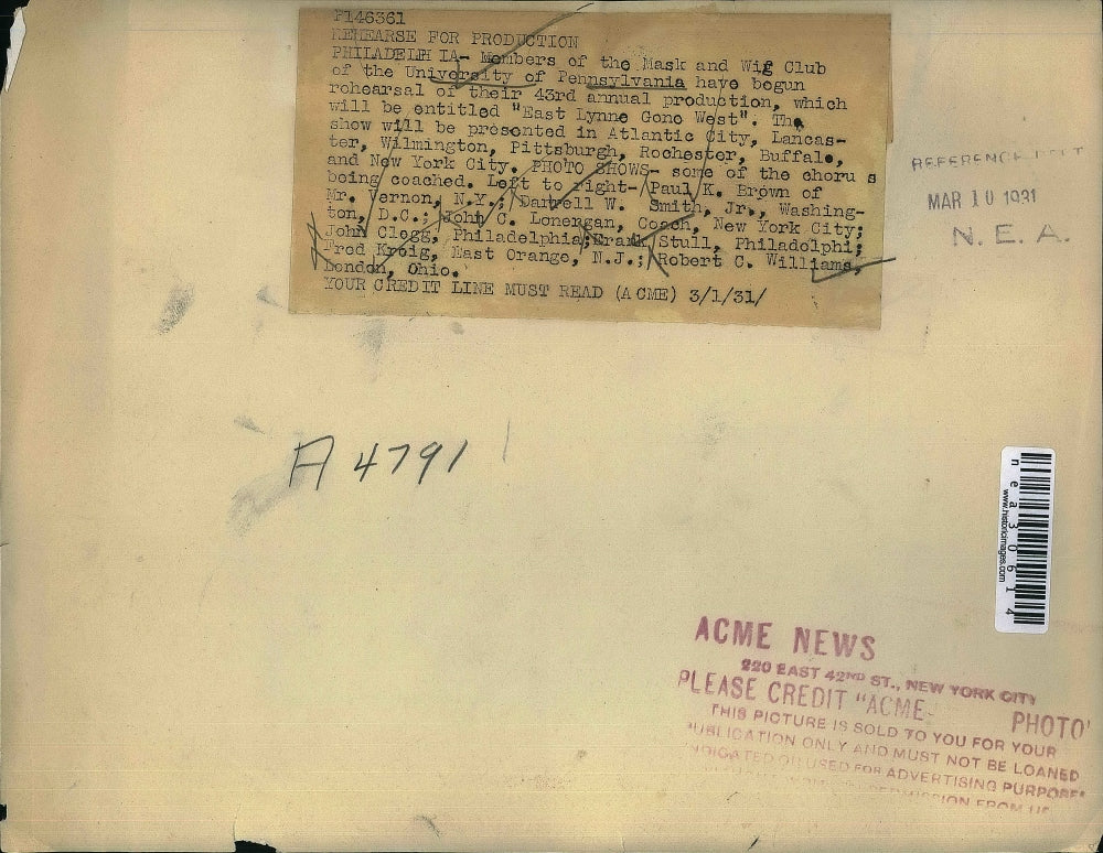 1931 Press Photo Mask & Wig Club of Univ. of Pennsylvania - nea30614