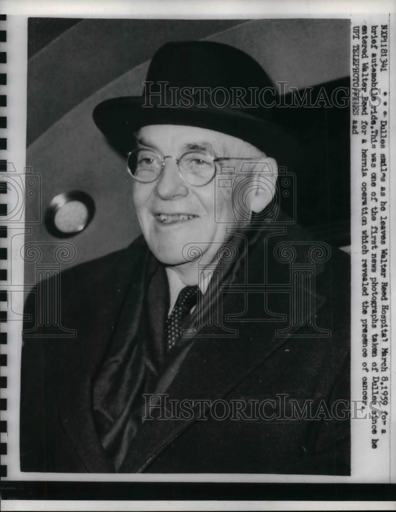 Load image into Gallery viewer, 1959 Press Photo Sec. of State John Foster Dulles at Walter Reed Hospital
