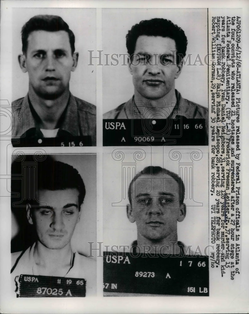 1968 Press Photo Four Convicts Release Hostages After Siege - nea32865