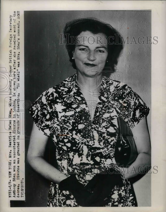 1950 Press Photo Mrs. Beatrice Helen Eden, wife of former British Foreign Sec.