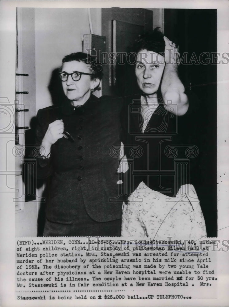 1956 Press Photo Louise Staszewski Mother of 8 Children Attempted to Kill Husban