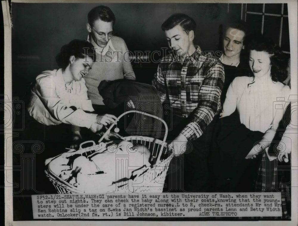 1948 Press Photo GI Parents at University of Washington Lenn & Betty Width Paren