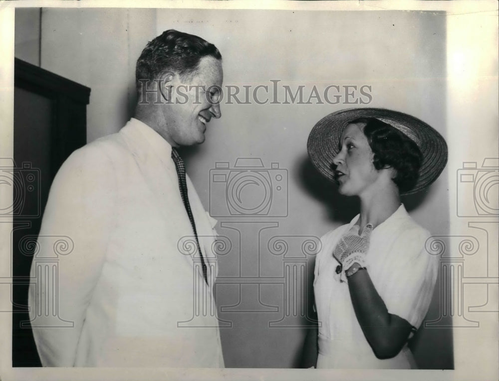 1937 Press Photo GOP members John Hamilton and Mrs. Worthington Scranton