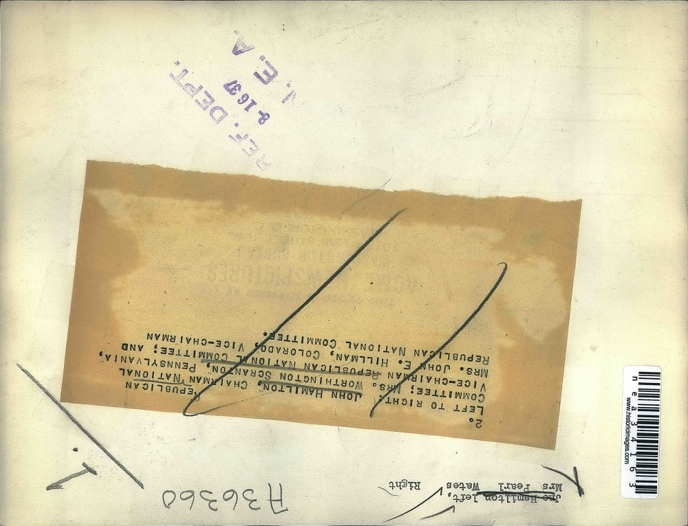 1937 Press Photo GOP members John Hamilton and Mrs. Worthington Scranton